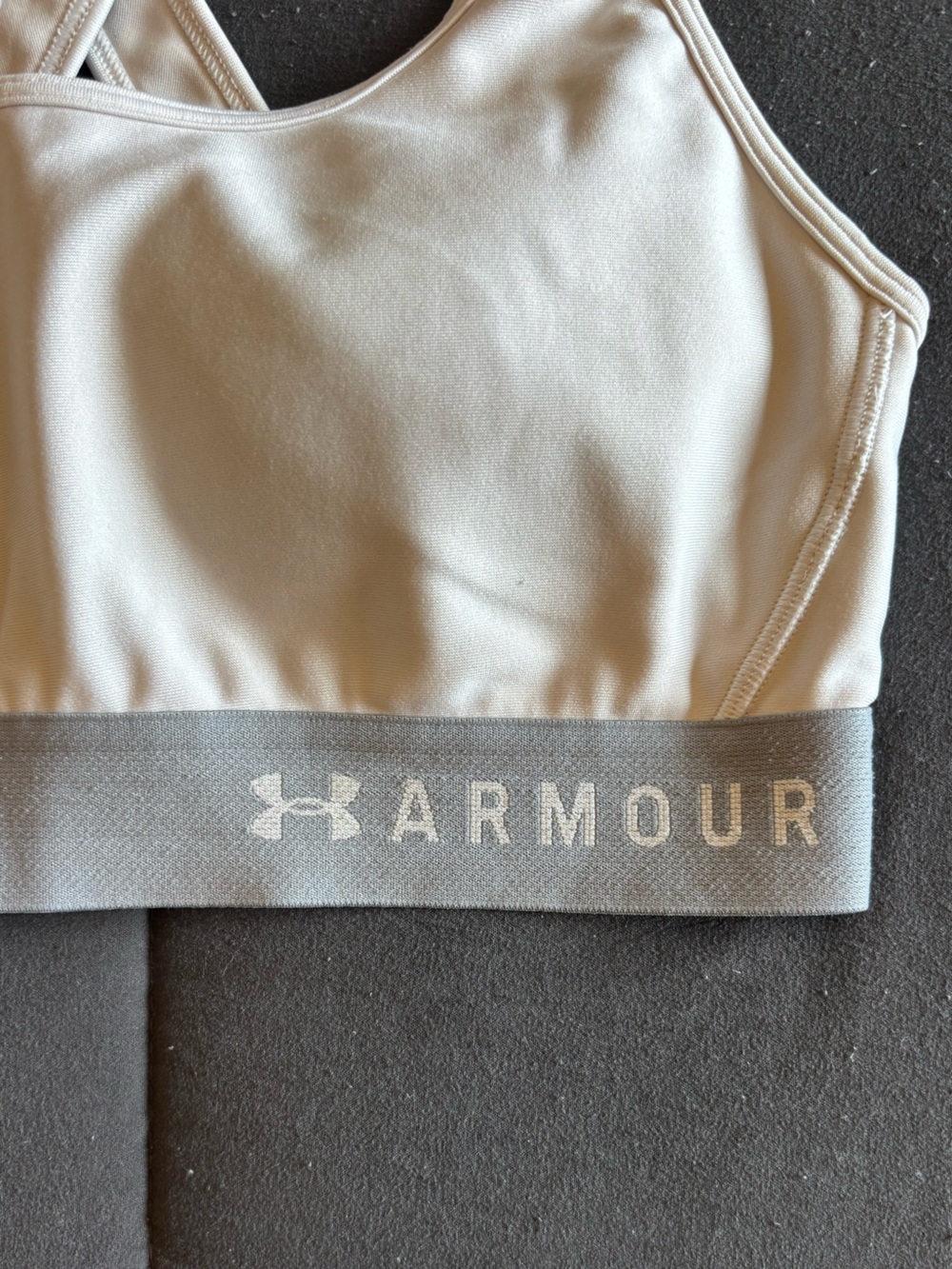 Under Armour Mid Crossback Sports Bra Medium White & Gray Padded - Picture 4 of 5